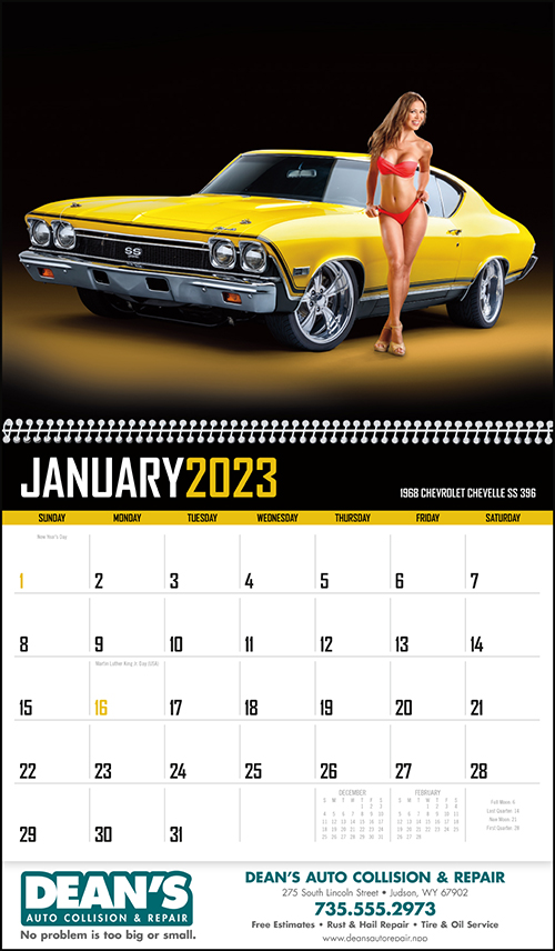 Muscle Cars Spiral Bound Wall Calendar for 2023